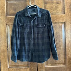 Kenneth Cole New York Black and Green Plaid Flannel - Men's Size Large